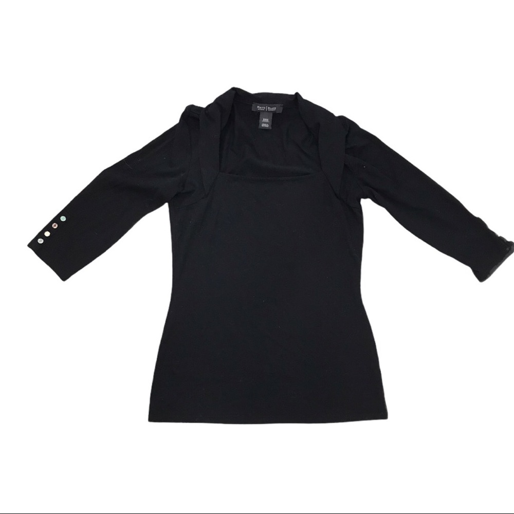 White House Black Market black 3/4 sleeve top, WHMB, XXS Staple classic chic
